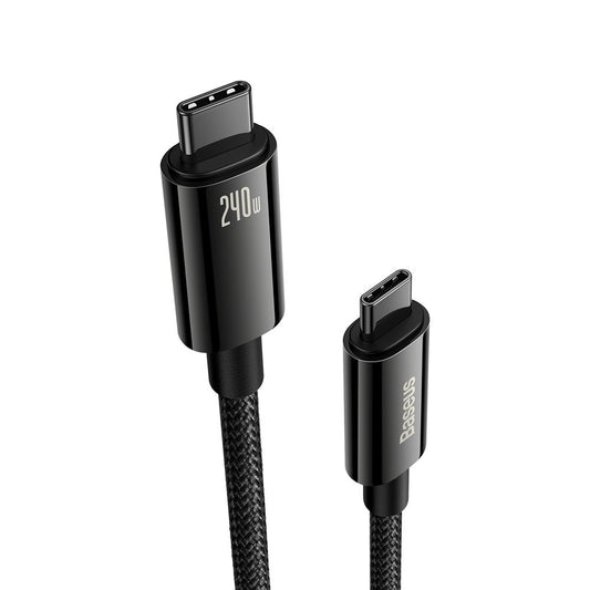 Podatkovni in polnilni kabel USB-C - USB-C Baseus Tungsten Gold, 240 W, 2 m, črn CAWJ04010101