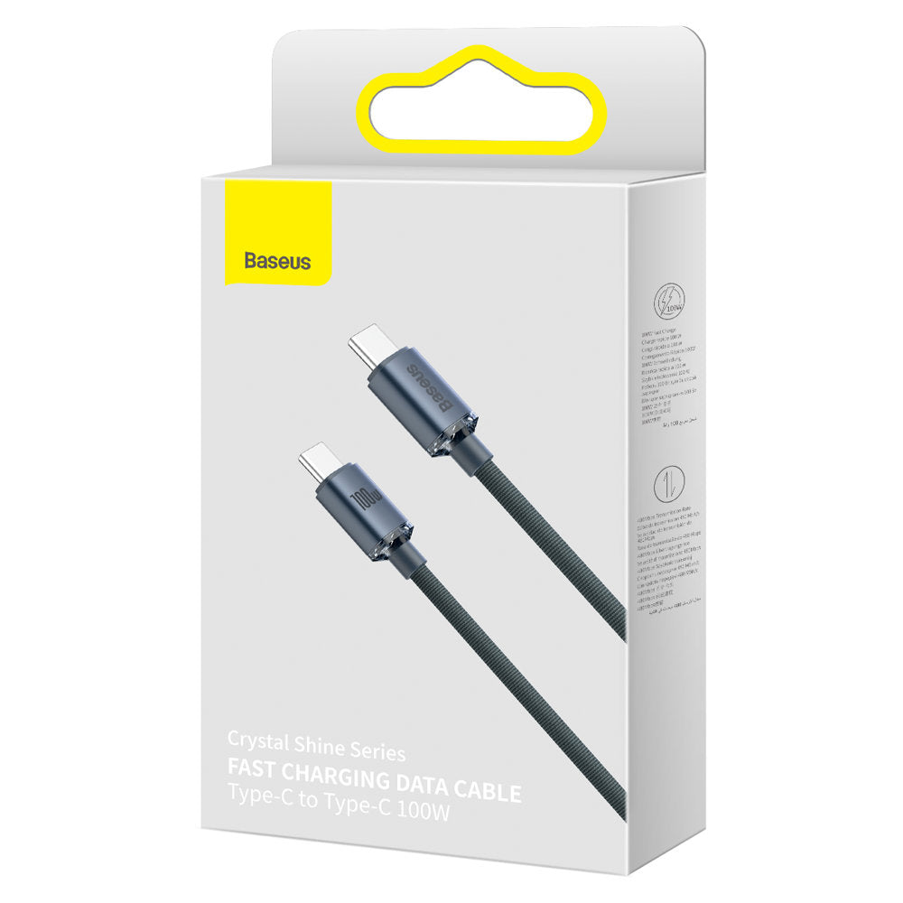 Podatkovni in polnilni kabel USB-C - USB-C Baseus Crystal Shine Series, 100 W, 2 m, črn CAJY000701