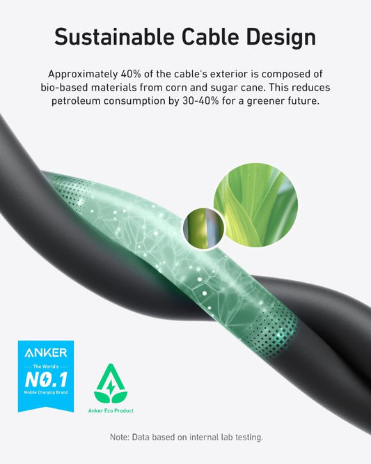 Podatkovni in polnilni kabel USB-C - USB-C Anker, 240 W, 0,9 m, črn A80N1H11
