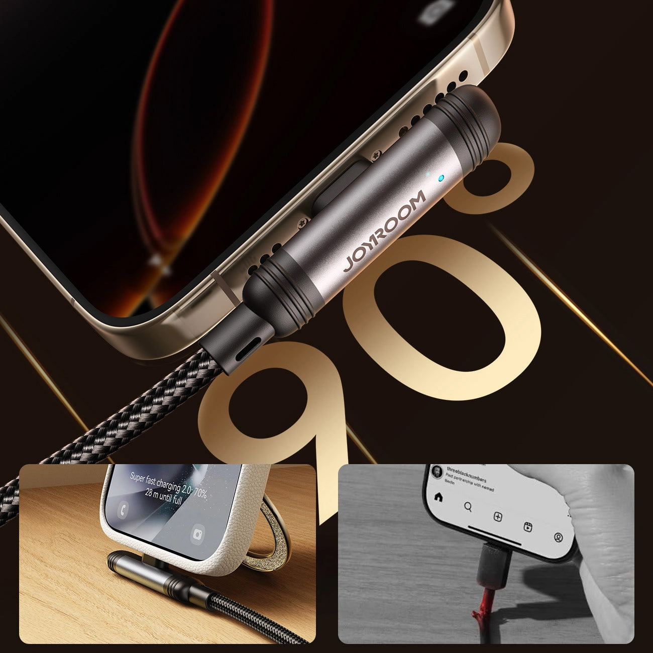 Kabel za podatke in polnjenje USB-A - USB-C Joyroom S-A56 EnjoyX Angled, 20W, 1.2m, črn