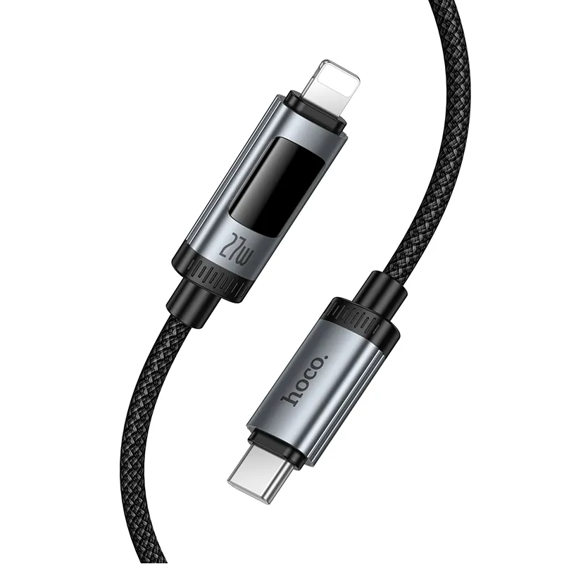 Podatkovni in polnilni kabel USB-C - Lightning HOCO Display U148, 27W, 1.2m, črn