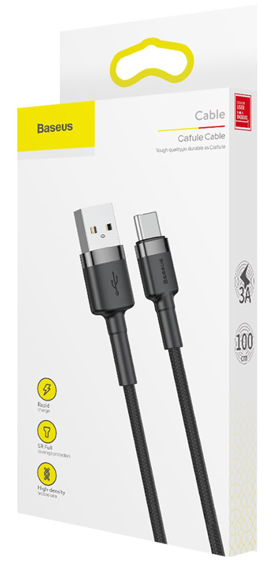Kabel za prenos podatkov in polnjenje USB-A - USB-C Baseus Cafule, 60W, 1m, siv CATKLF-BG1