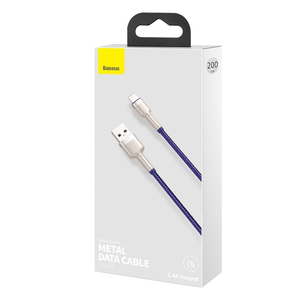 Kabel za podatke in polnjenje USB-A - Lightning Baseus Cafule Metal Series, 18W, 2m, Vijolična CALJK-B05