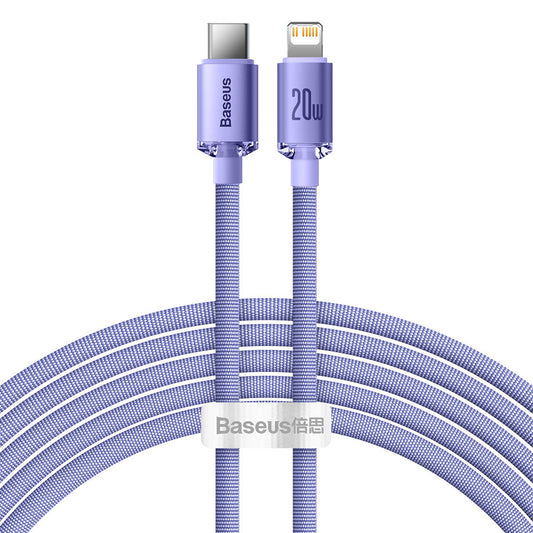 Kabel za podatke in polnjenje USB-C - Lightning Baseus Crystal Shine Series, 20W, 2m, Vijolična CAJY000305