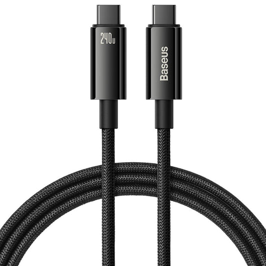 Podatkovni in polnilni kabel USB-C - USB-C Baseus Tungsten Gold, 240 W, 2 m, črn CAWJ04010101