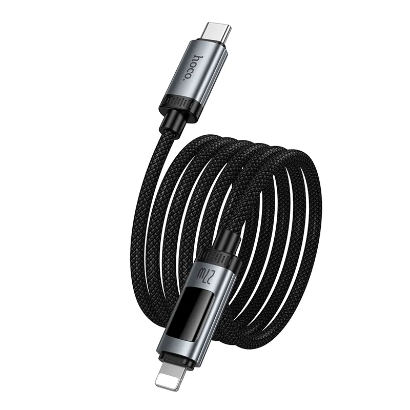Podatkovni in polnilni kabel USB-C - Lightning HOCO Display U148, 27W, 1.2m, črn