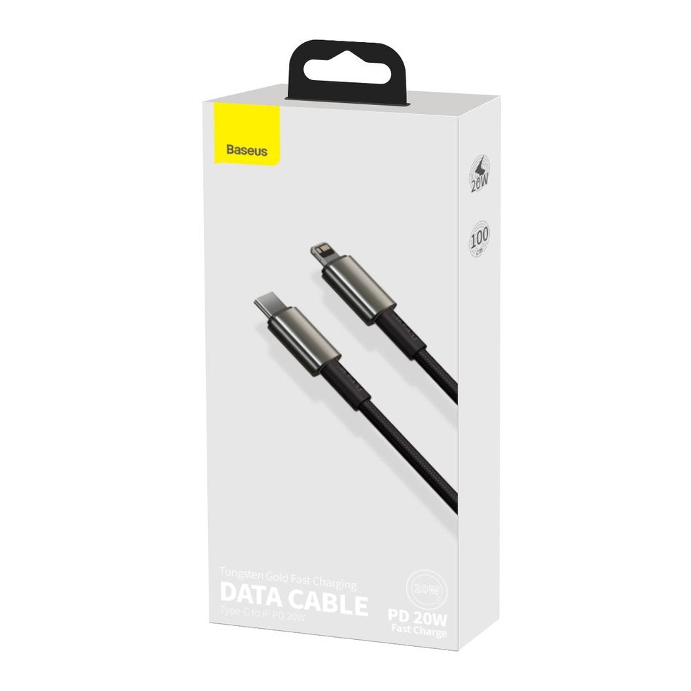 USB-C - Lightning Baseus Tungsten Gold, 20 W, 1 m, črn CATLWJ-01