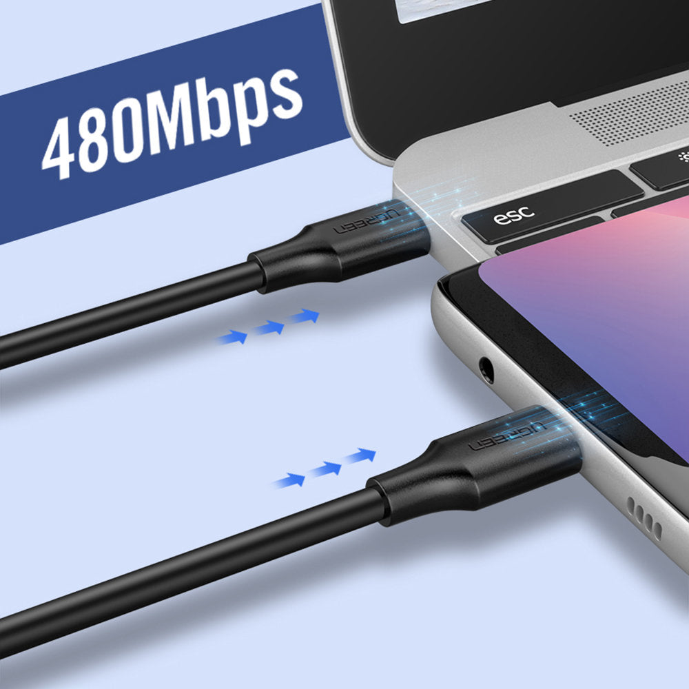 Kabel za prenos podatkov in polnjenje USB-C - USB-C UGREEN US286, 60W, 1m, črn