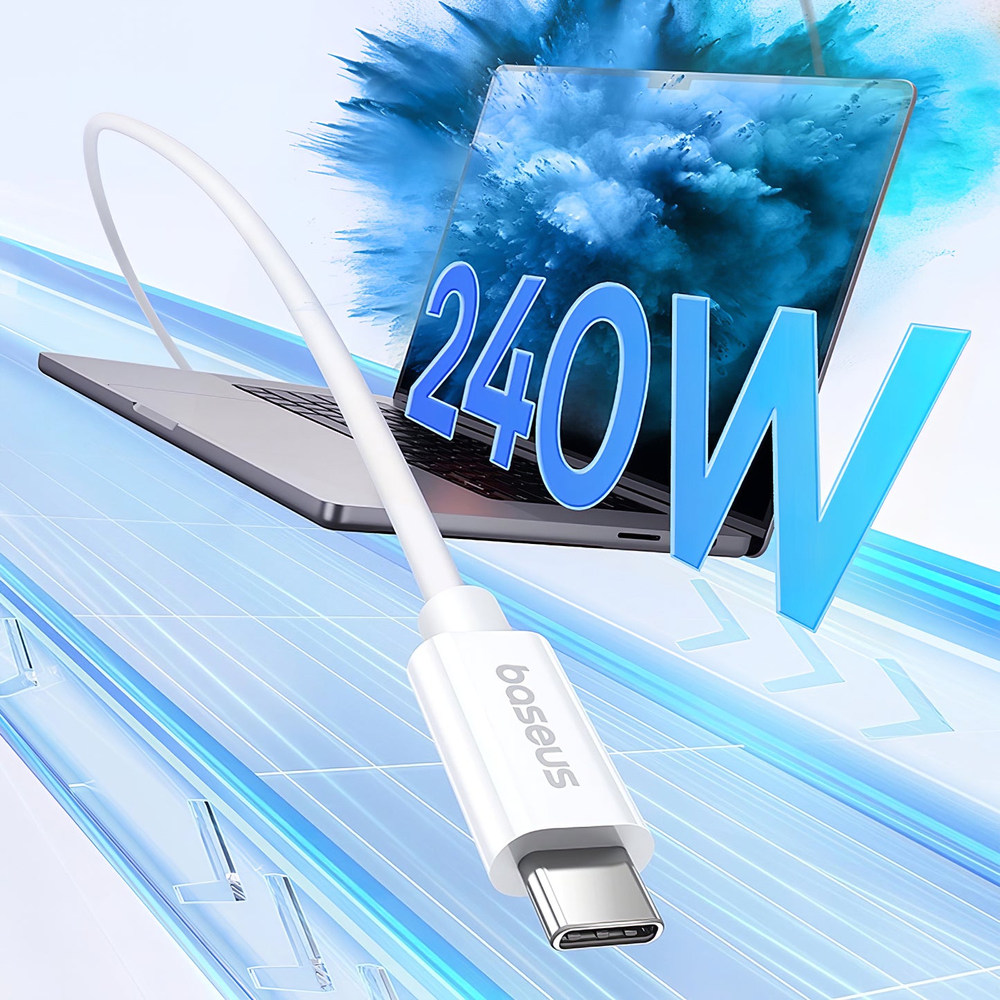 Podatkovni in polnilni kabel USB-C - USB-C Baseus Superior Series 2, 240 W, 1 m, bel P10365200211-02