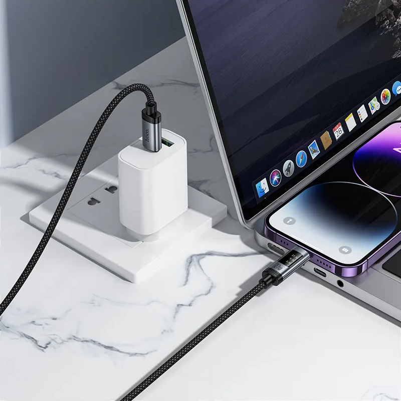 Podatkovni in polnilni kabel USB-C - Lightning HOCO Display U148, 27W, 1.2m, črn