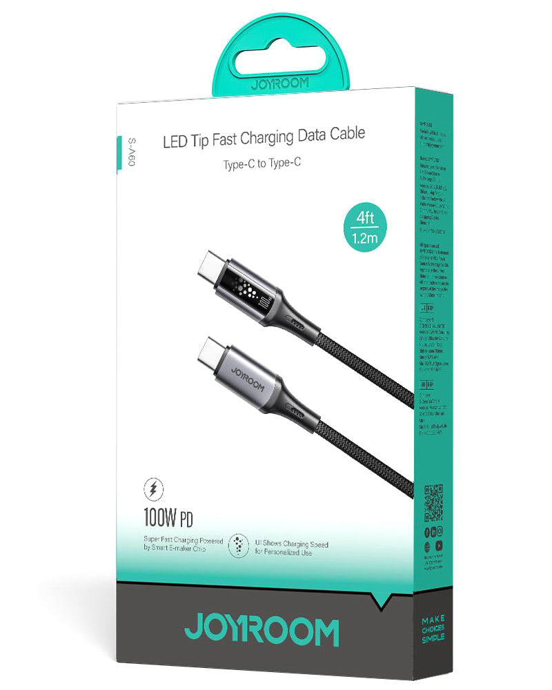 Kabel za prenos podatkov in polnjenje USB-C - USB-C Joyroom S-A60 StarTalk, 100W, 1.2m, črn
