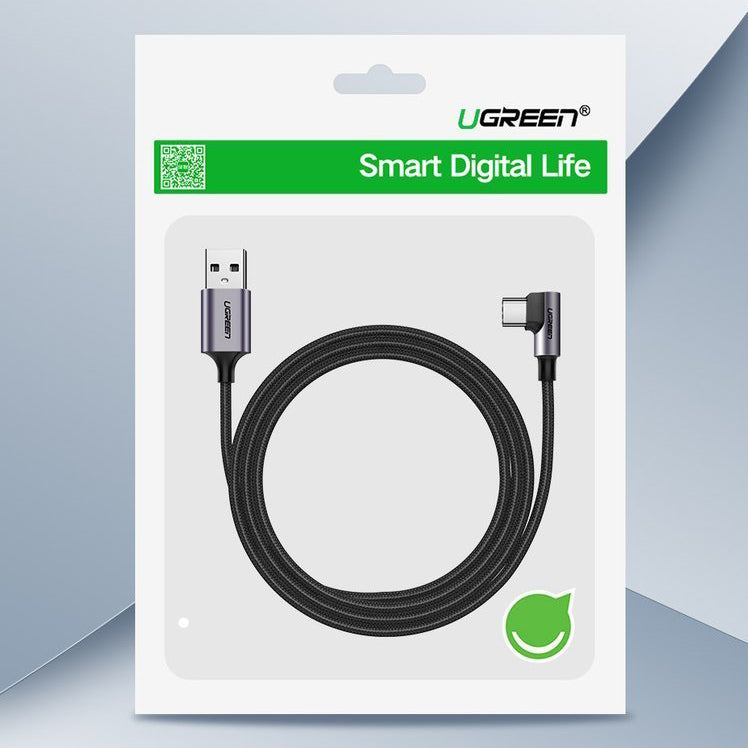 Kabel za podatke in polnjenje USB-A - USB-C UGREEN US284 Angled, 18W, 3m, Siv