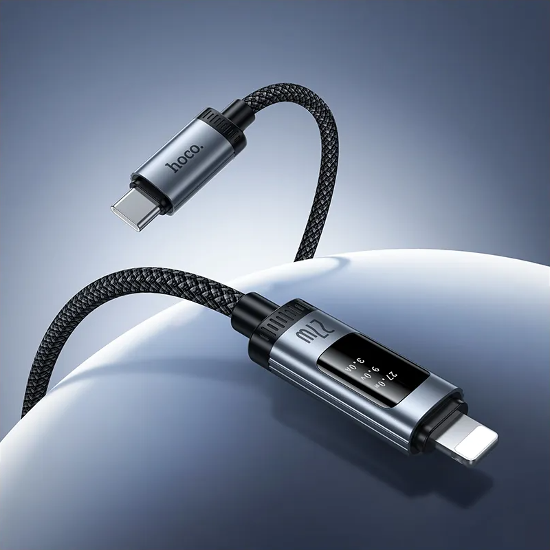 Podatkovni in polnilni kabel USB-C - Lightning HOCO Display U148, 27W, 1.2m, črn