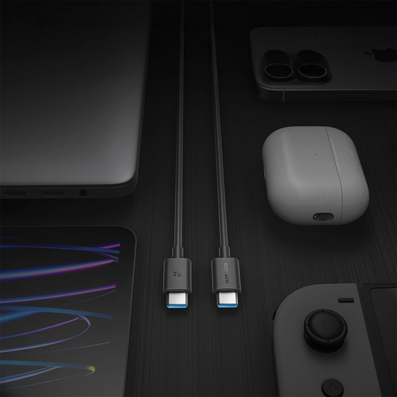 Kabel za prenos podatkov in polnjenje USB-C - USB-C Cuktech, 240W, 1.5m, Črn CKCTC615NCBK