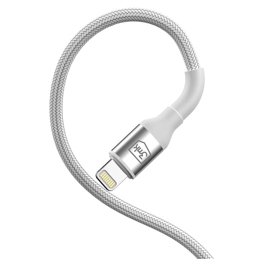 Podatkovni in polnilni kabel USB-A - Lightning 3MK Hyper N, 12W, 2m, Bel