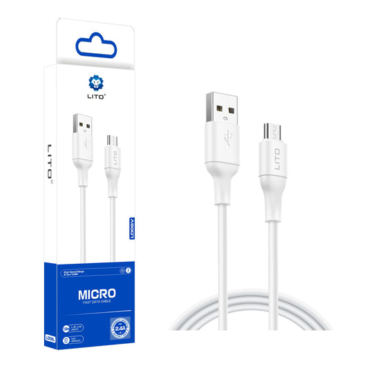 Podatkovni in polnilni kabel USB-A - microUSB Lito LD06V, 18W, 1m, Bel