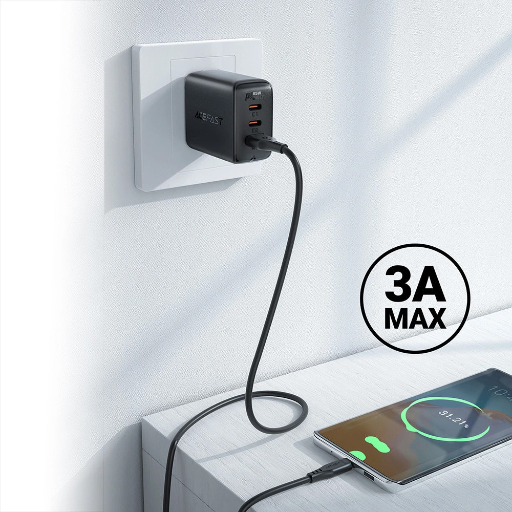 Podatkovni in polnilni kabel USB-A - USB-C Acefast C3-03, 60W, 1.2m, črn