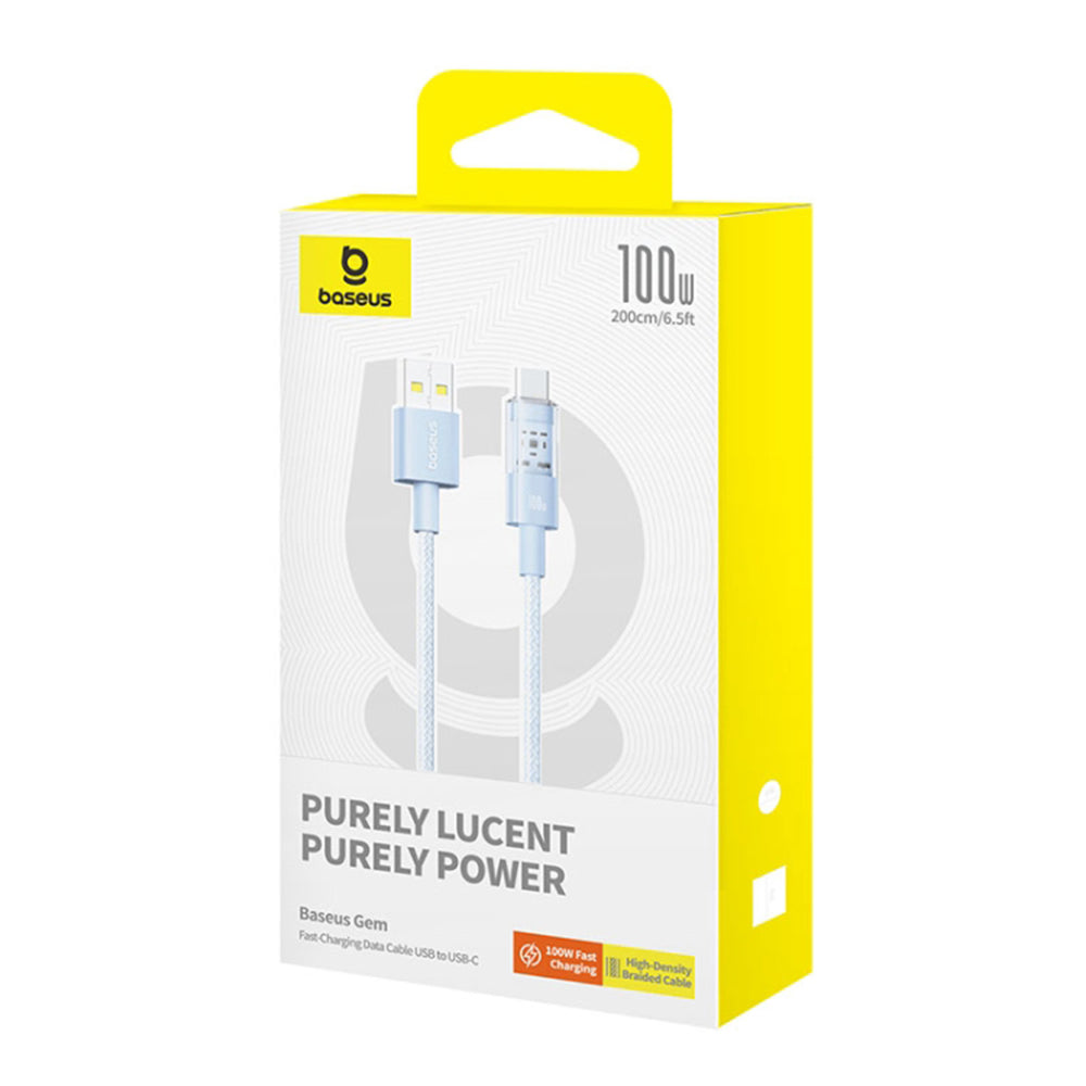 Podatkovni in polnilni kabel USB-A - USB-C Baseus Gem, 100W, 2m, modra P10373002311-01