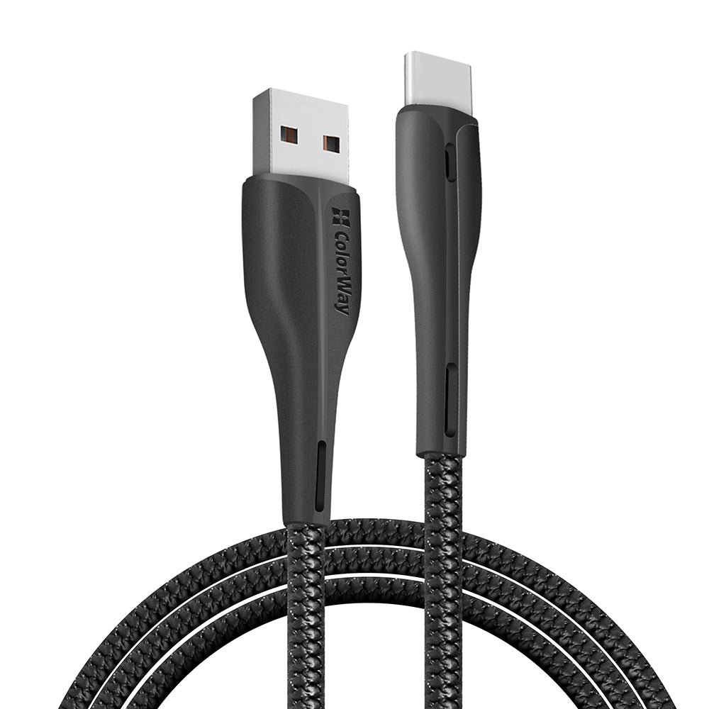 Podatkovni in polnilni kabel USB-A - USB-C ColorWay CW-CBUC034, 18W, 1m, črn.