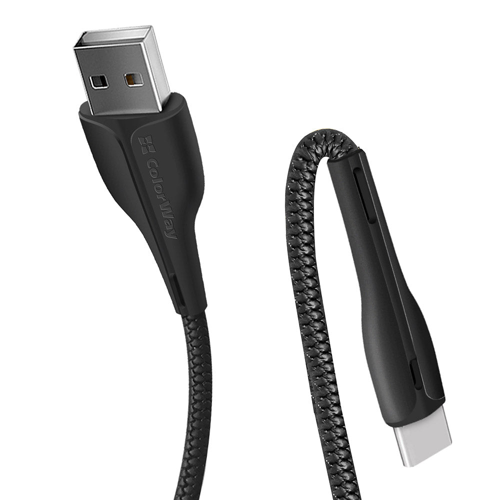 Podatkovni in polnilni kabel USB-A - USB-C ColorWay CW-CBUC034, 18W, 1m, črn.