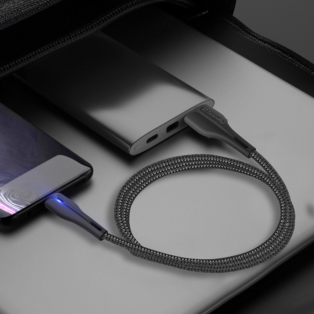 Podatkovni in polnilni kabel USB-A - USB-C ColorWay CW-CBUC034, 18W, 1m, črn.