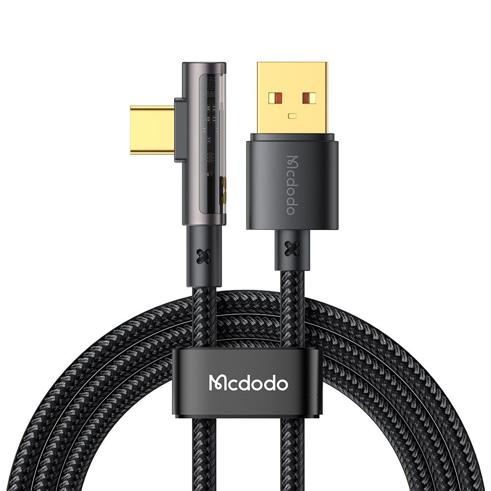 Podatkovni in polnilni kabel USB-A - USB-C McDodo CA-3380 Angled, 100W, 1.2m, Črn