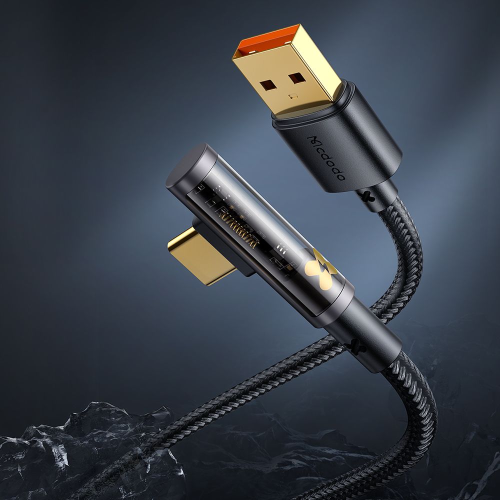Podatkovni in polnilni kabel USB-A - USB-C McDodo CA-3380 Angled, 100W, 1.2m, Črn