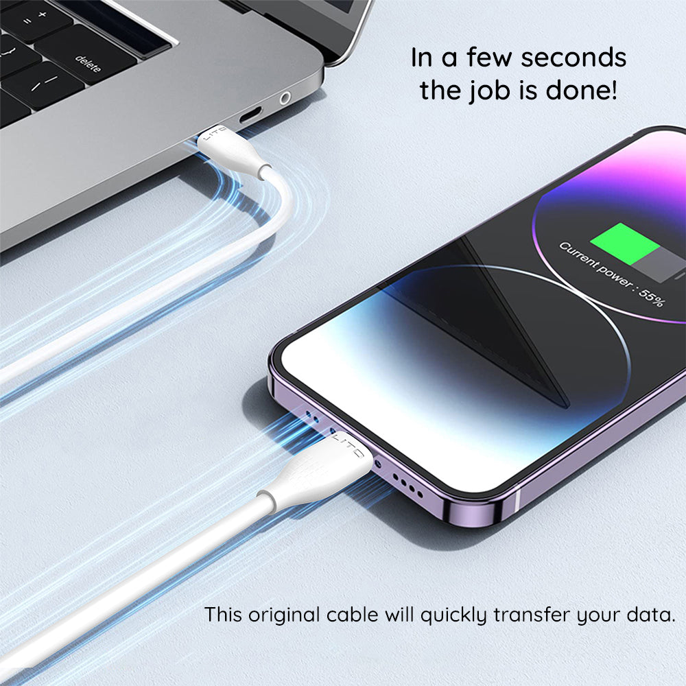Kabel za podatke in polnjenje USB-C - Lightning Lito LD03, 27W, 1m, Bel