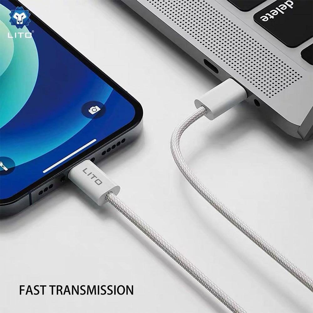 Podatkovni in polnilni kabel USB-C - Lightning Lito LD04CL, 27W, 2m, Bel