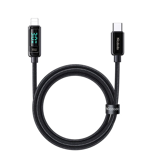 Kabel za podatke in polnjenje USB-C - Lightning McDodo CA-8810 Display, 36W, 1.2m, črn