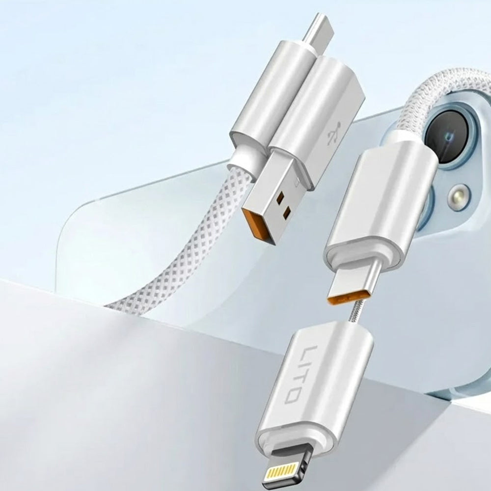 Podatkovni in polnilni kabel USB-C / USB-A - USB-C / Lightning Lito LD21, 100W, 1m, črn