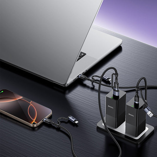 Podatkovni in polnilni kabel USB-C / USB-A - USB-C / Lightning Yesido CA200, 60W, 1,2 m, črn
