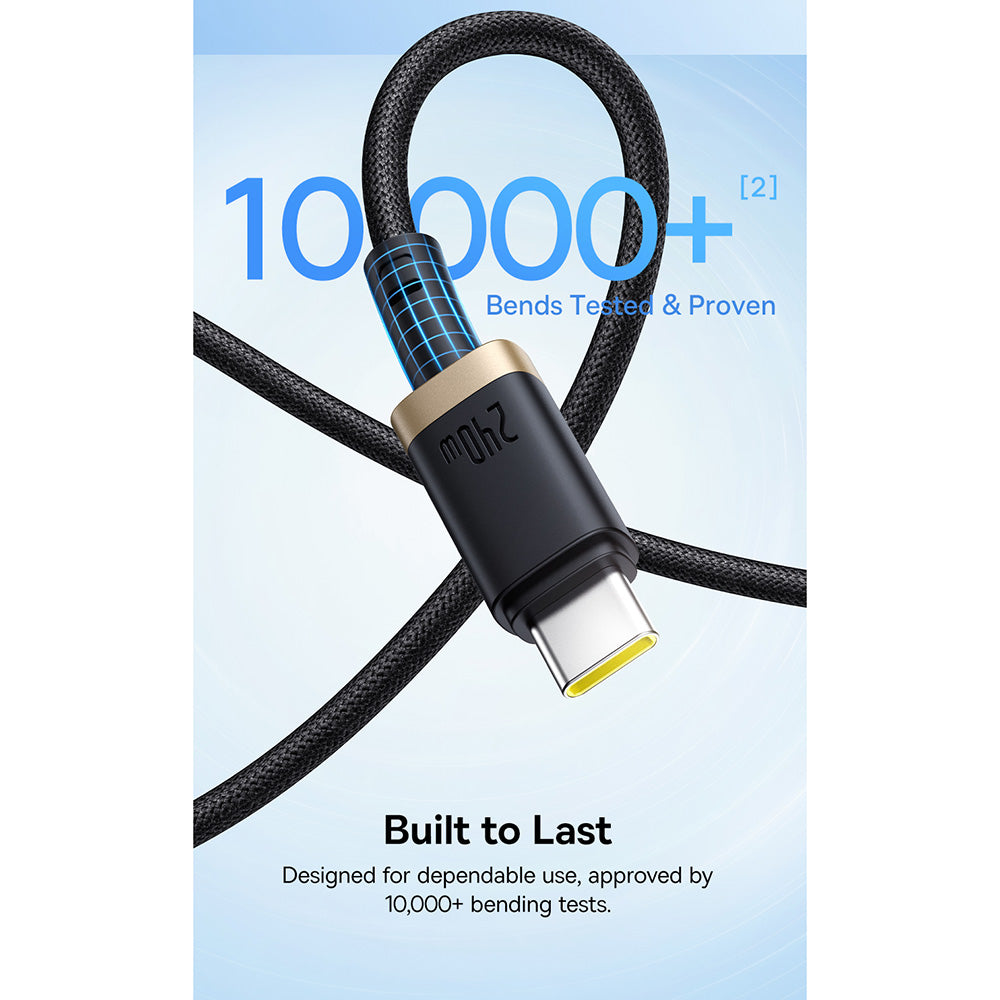 Podatkovni in polnilni kabel USB-C - USB-C Baseus Dura, 240W, 1m, Zlato Črn P10377803U03-00