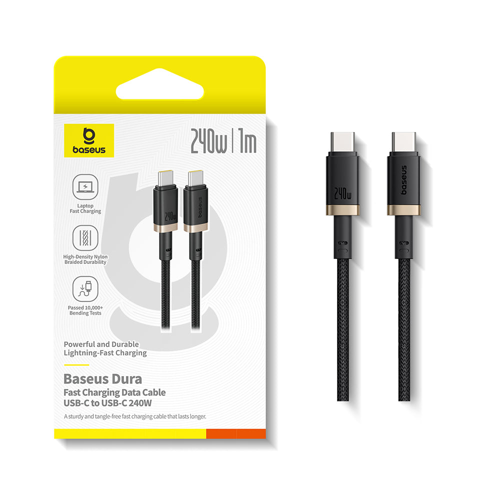 Podatkovni in polnilni kabel USB-C - USB-C Baseus Dura, 240W, 1m, Zlato Črn P10377803U03-00