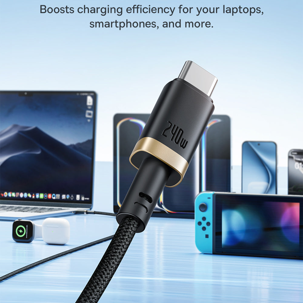 Podatkovni in polnilni kabel USB-C - USB-C Baseus Dura, 240W, 1m, Zlato Črn P10377803U03-00
