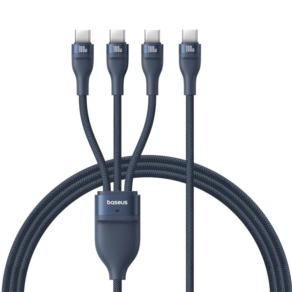 USB-C polnilni kabel - 3 x USB-C Baseus Flash Series III 3in1, 100W, 1.5m, Modra P10377503321-00
