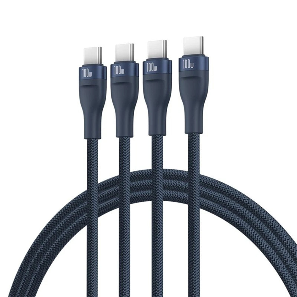USB-C polnilni kabel - 3 x USB-C Baseus Flash Series III 3in1, 100W, 1.5m, Modra P10377503321-00