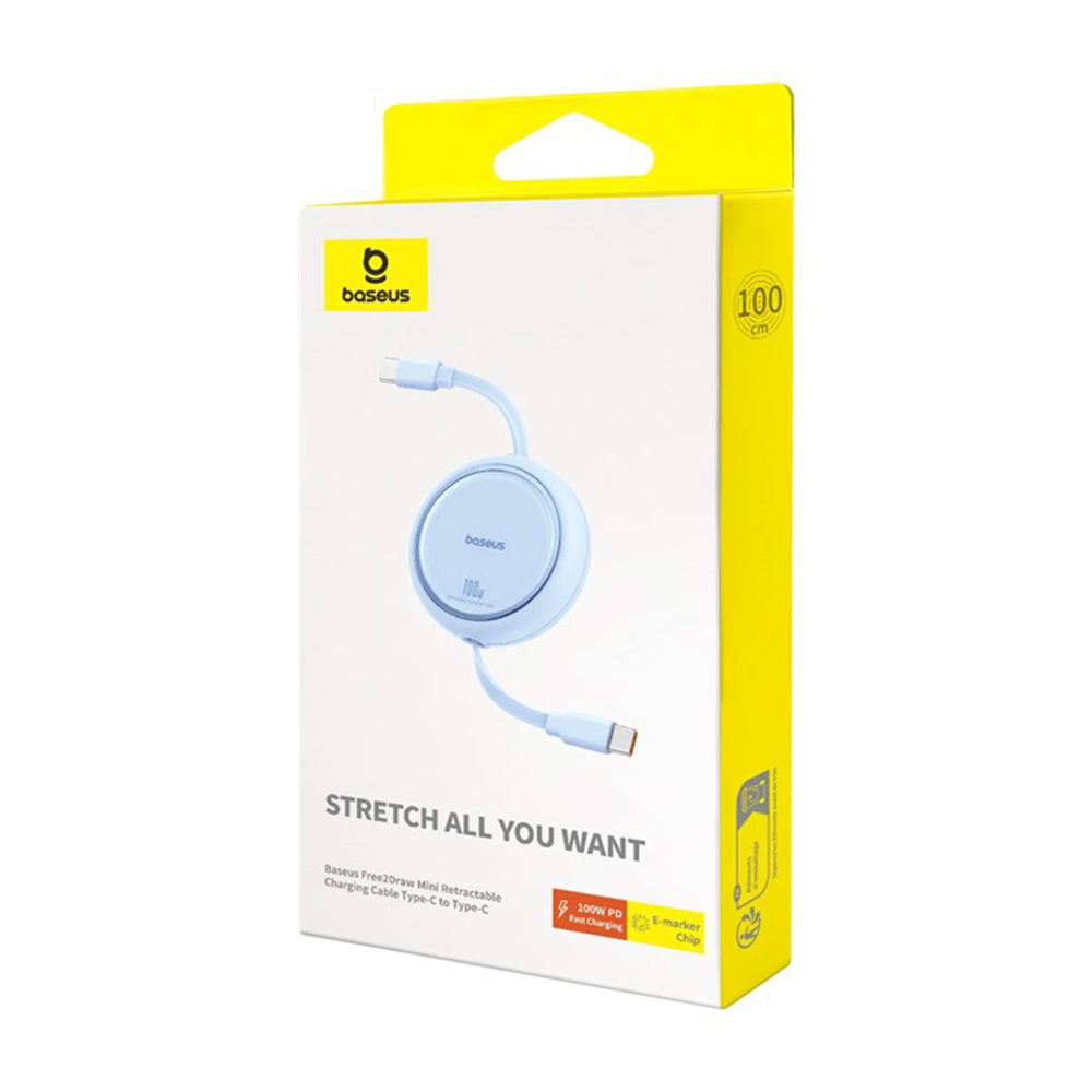 Kabel za podatke in polnjenje USB-C - USB-C Baseus Free2Draw Mini Retractable, 100W, 1m, modra P10364500311-00