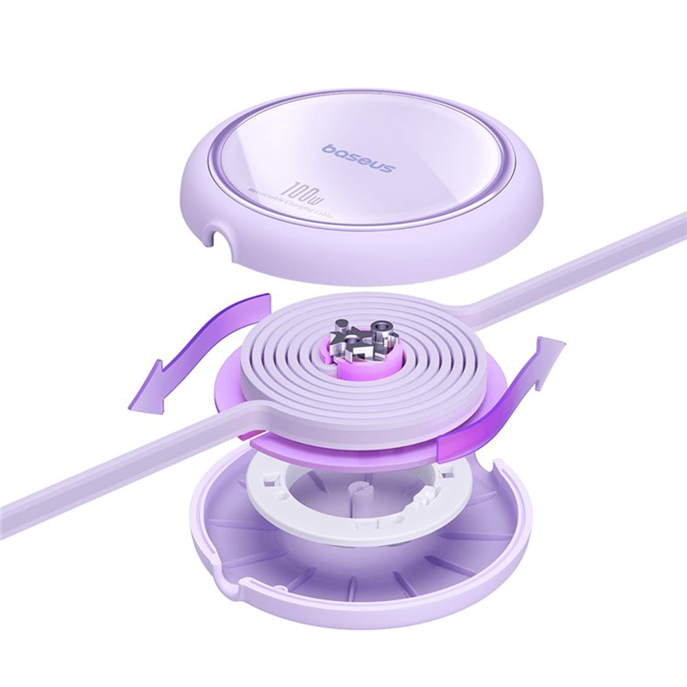 Podatkovni in polnilni kabel USB-C - USB-C Baseus Free2Draw Mini Retractable, 100W, 1m, Vijolična P10364500511-00