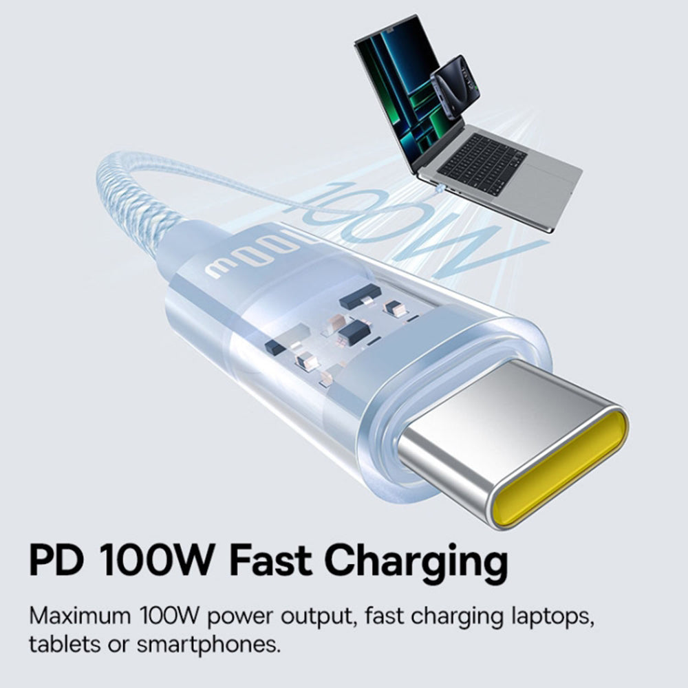 Podatkovni in polnilni kabel USB-C - USB-C Baseus Gem, 100W, 1m, modra P10373000311-00