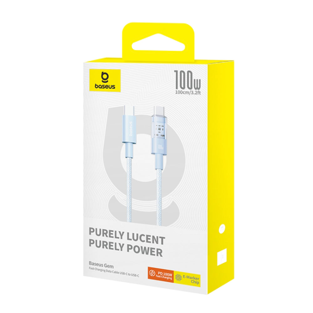 Podatkovni in polnilni kabel USB-C - USB-C Baseus Gem, 100W, 1m, modra P10373000311-00