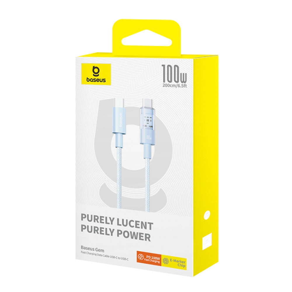 Podatkovni in polnilni kabel USB-C - USB-C Baseus Gem, 100W, 2m, modra P10373000311-01
