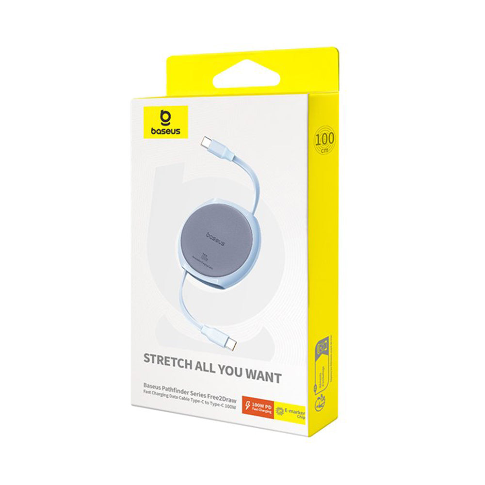 Kabel za podatke in polnjenje USB-C - USB-C Baseus Pathfinder Retractable, 100W, 1m, modra P10368400311-00