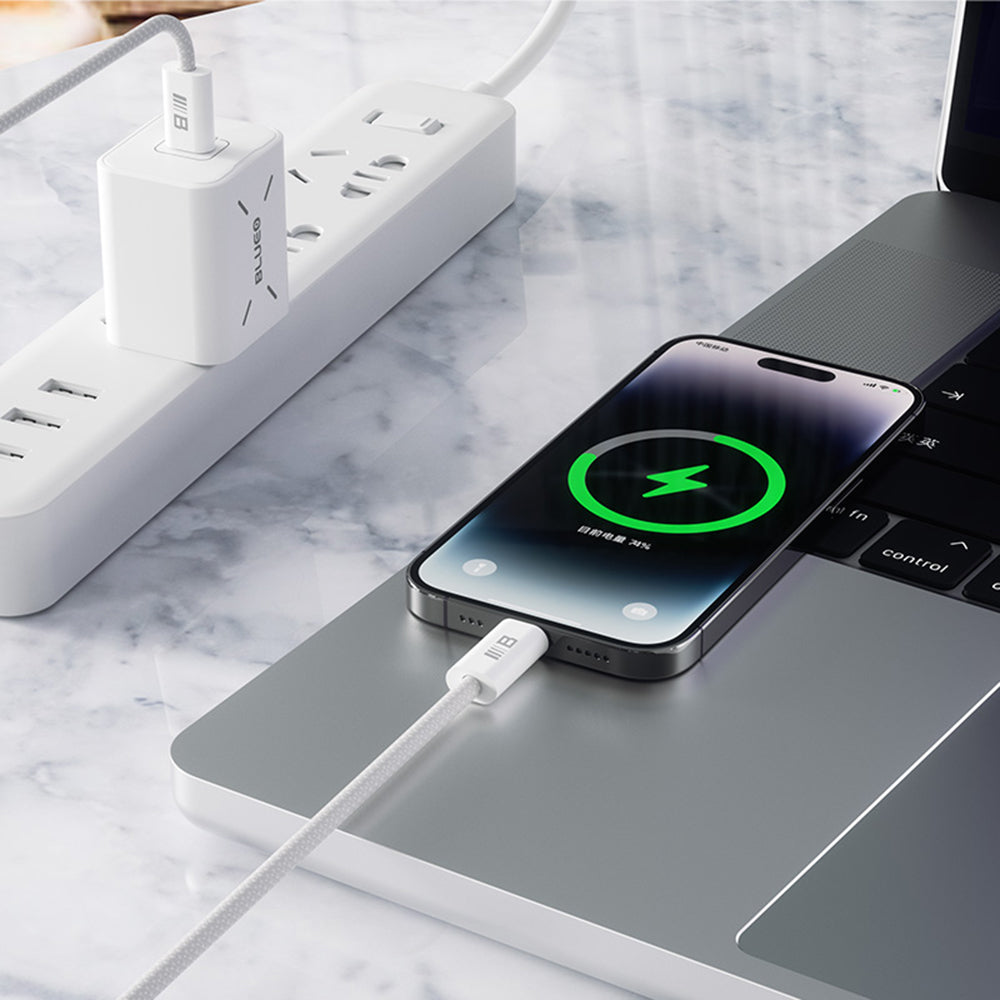 Kabel za prenos podatkov in polnjenje USB-C - USB-C Blueo, 100W, 1.2m, Bel