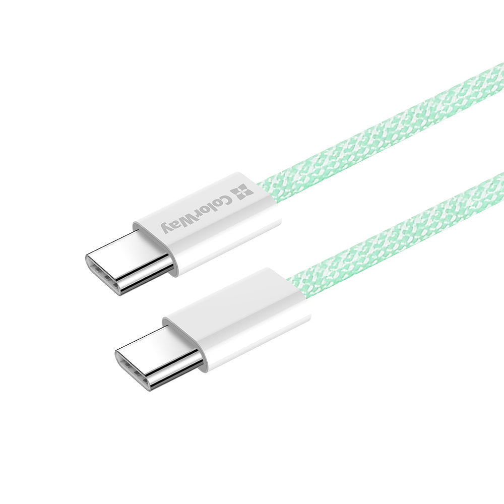 Podatkovni in polnilni kabel USB-C - USB-C ColorWay CW-CBPDCC061, 60W, 1m, zelen.