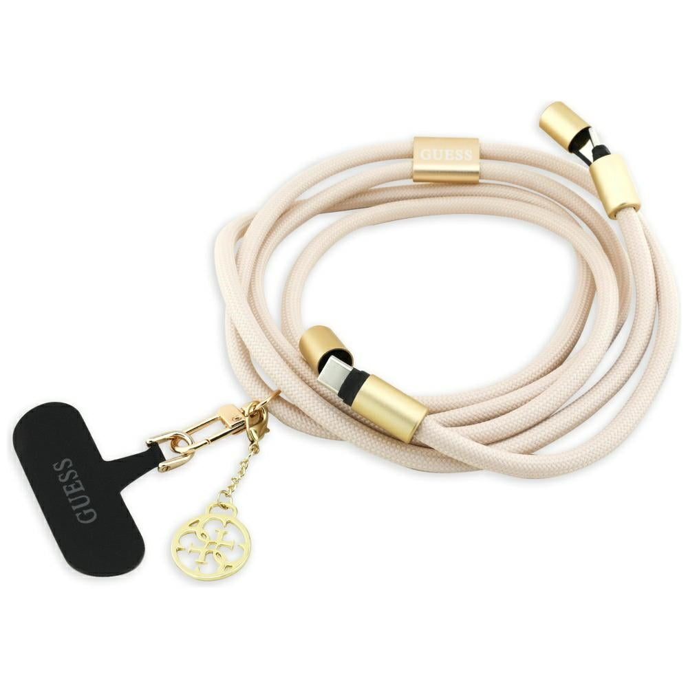 Kabel za prenos podatkov in polnjenje USB-C - USB-C Guess CBDY 4G Charm, 100W, 1,5m, Bež
