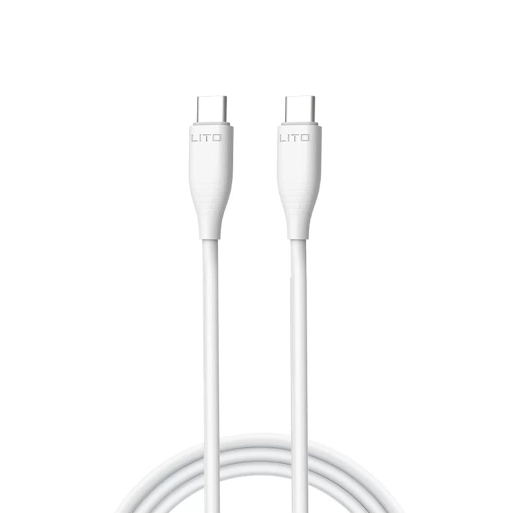 Kabel za prenos podatkov in polnjenje USB-C - USB-C Lito LD03, 60W, 1m, Bel