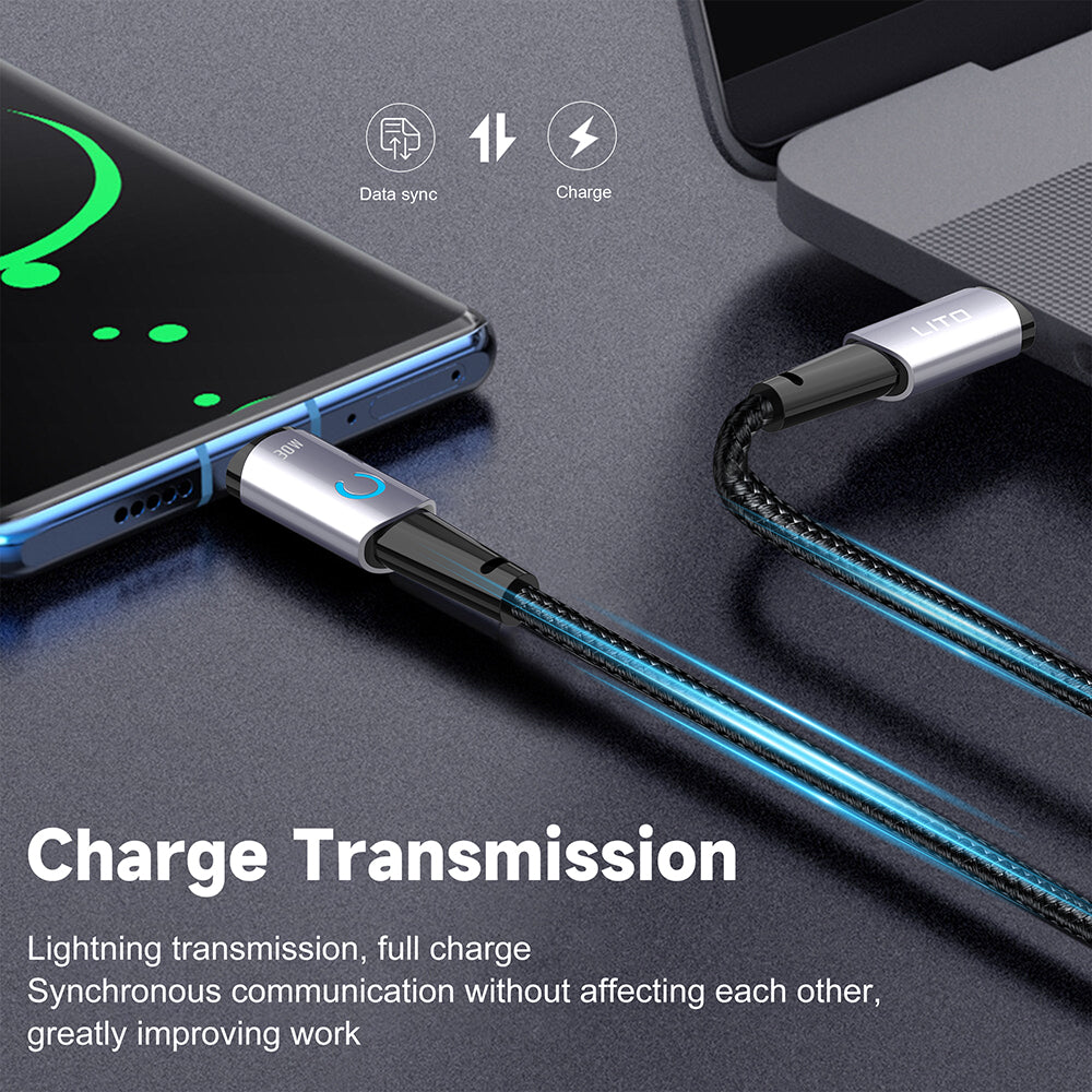 Kabel za podatke in polnjenje USB-C - USB-C Lito LD10CC, 60W, 1m, črn.