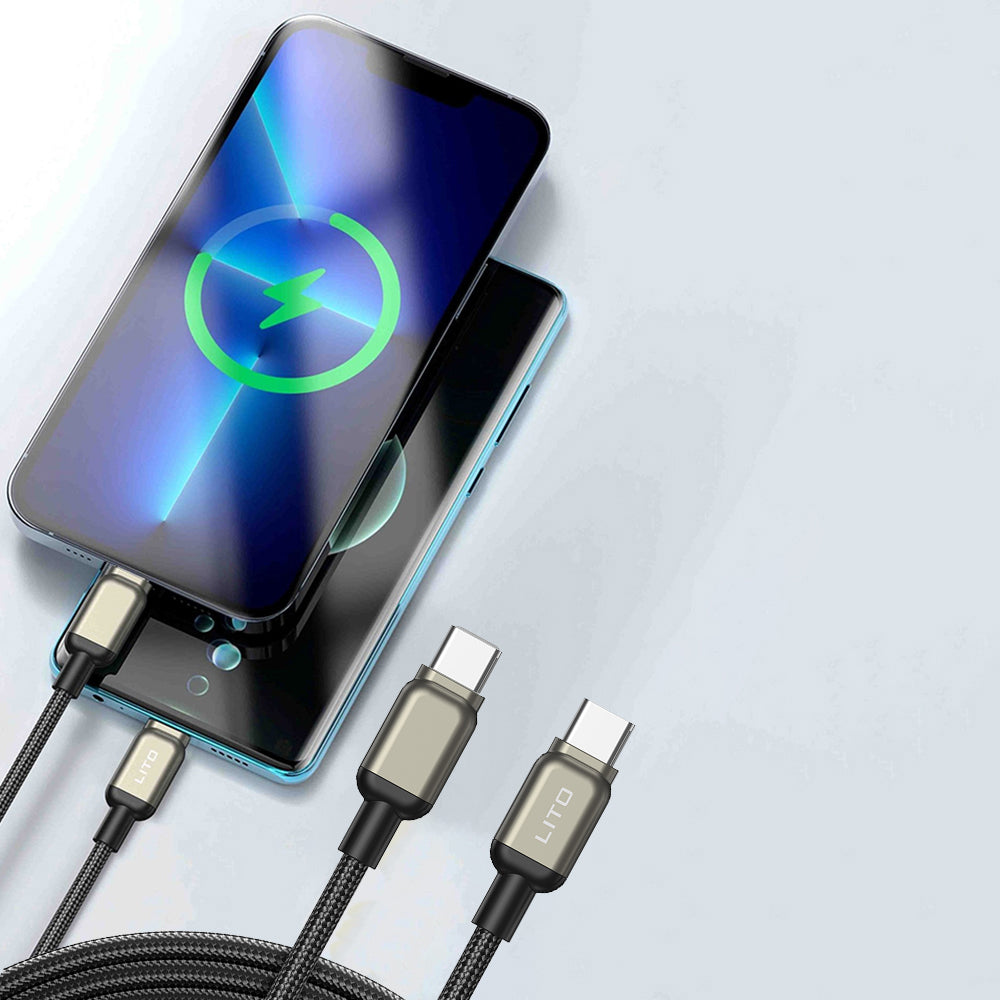 Kabel za podatke in polnjenje USB-C - USB-C Lito LD17, 100W, 1m, črn