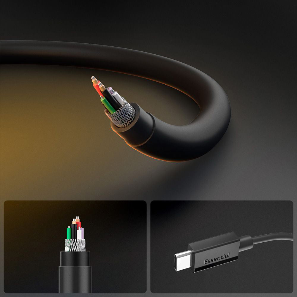 USB-C Data and Charging Cable - USB-C Spigen Essential, 60W, 2m, Black ACA08720